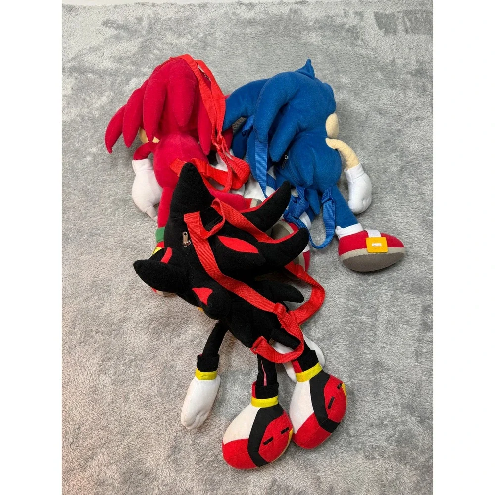 Sega Backpack Kids OS Multicolor Sonic Knuckles Shadow Plush Set of 3 Bundle